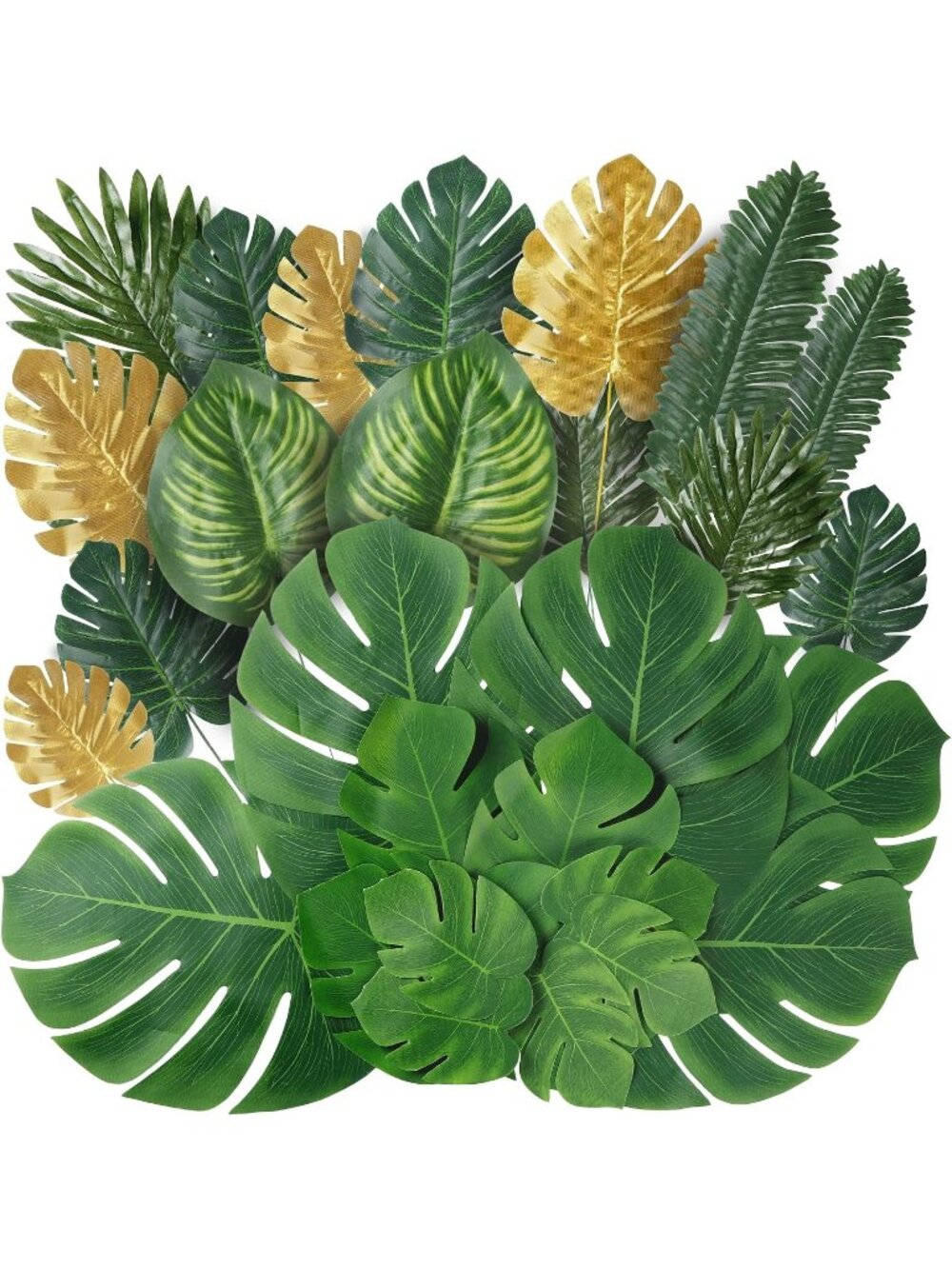 New 82 Pieces 8 Kinds Artificial Tropical Palm Leaves